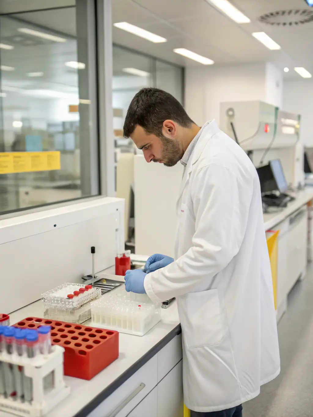 A close-up image of hair samples being prepared for drug testing in a laboratory setting, highlighting the precision and care involved.
